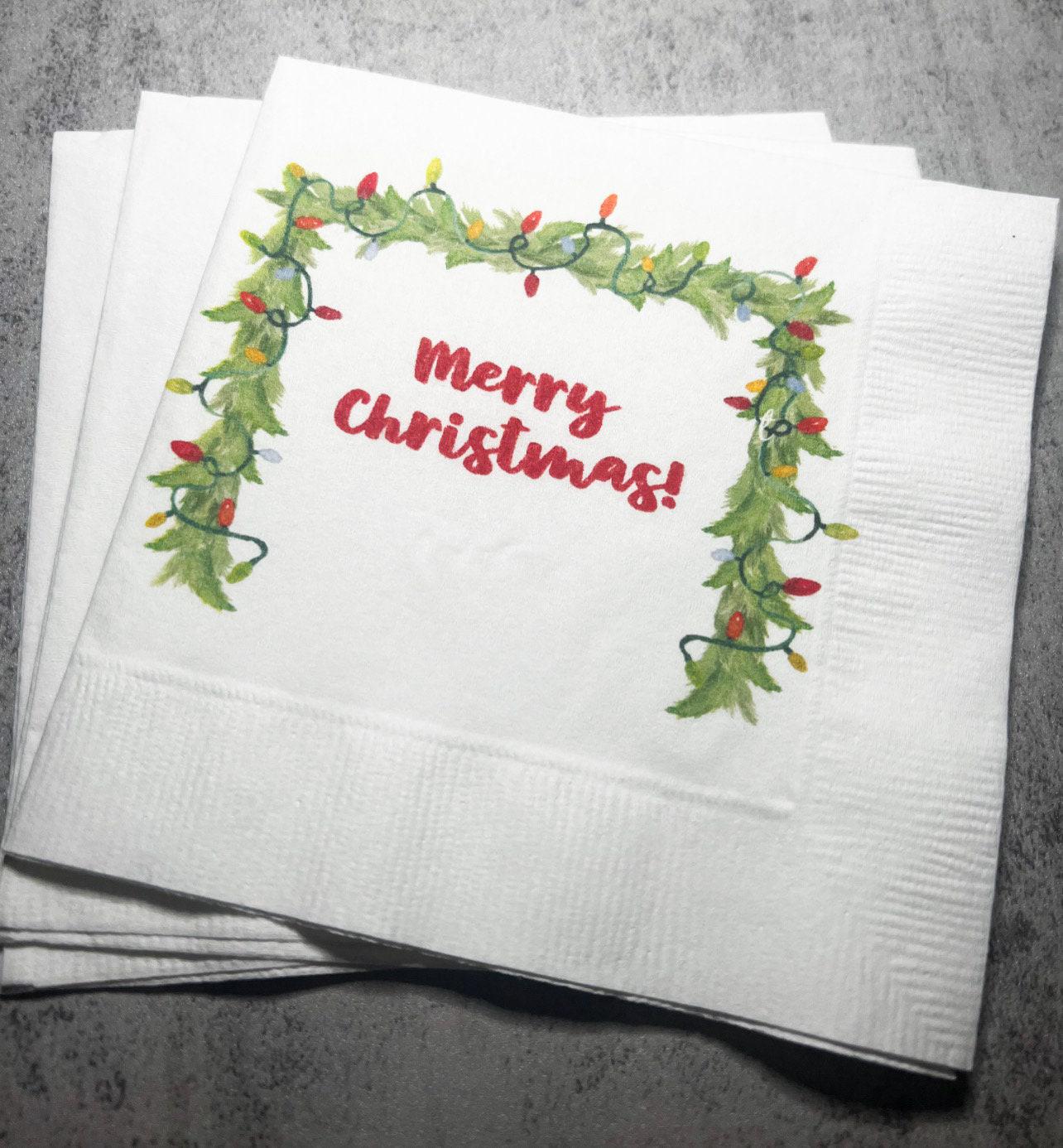 Christmas Party Red Bow Baby Shower Christmas Birthday Cocktail or Luncheon Napkins, Set of 25