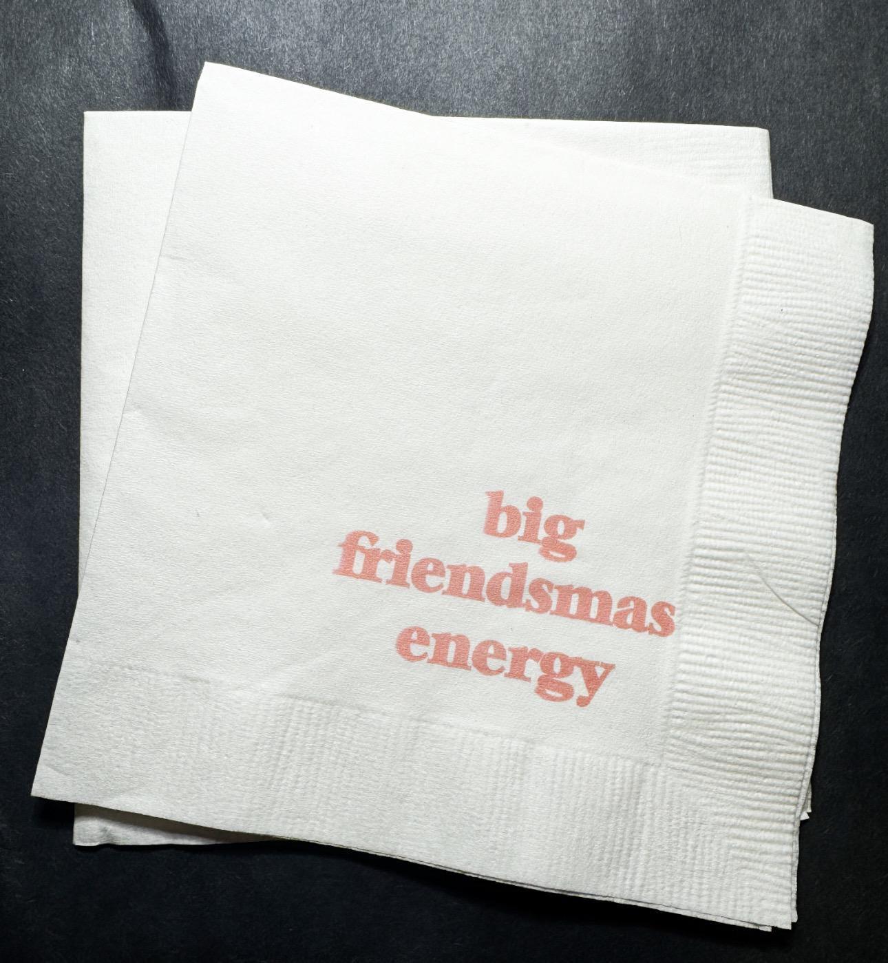 Friendsmas Christmas Party Very Merry Friendsmas It’s giving Friendsmas Funny Christmas Cocktail, Luncheon or Dinner Napkins Set of 25