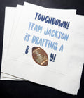 Football Baby Shower Touchdown Drafting a Boy Personalized Cocktail, Luncheon or Dinner Napkins Set of 25
