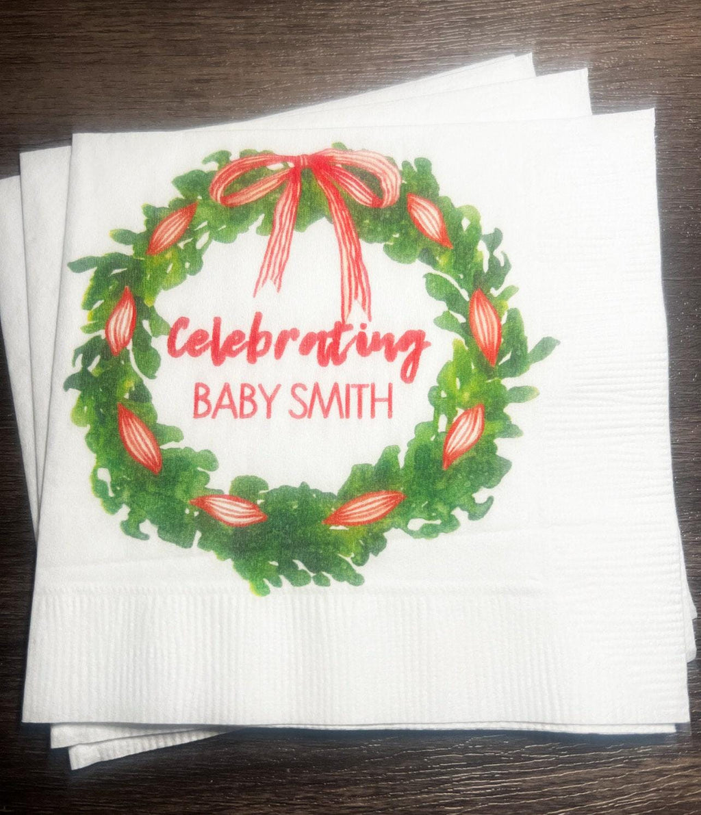 Baby It's Cold Outside Winter Christmas Baby Shower Birthday December Shower Personalized Cocktail or Luncheon Napkins, Set of 25