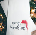 Christmas Friendsmas Guest Towels Linen Feel Ultra Ply White Disposable Towel Dinner Napkin Holiday Christmas Paper Hand Towels, Set of 20