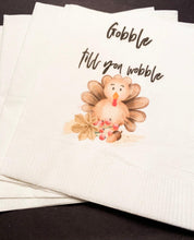 Load image into Gallery viewer, Thanksgiving Turkey Gobble Till You Wobble Thanksgiving Feast Cocktail, Luncheon or Dinner Napkins Set of 25

