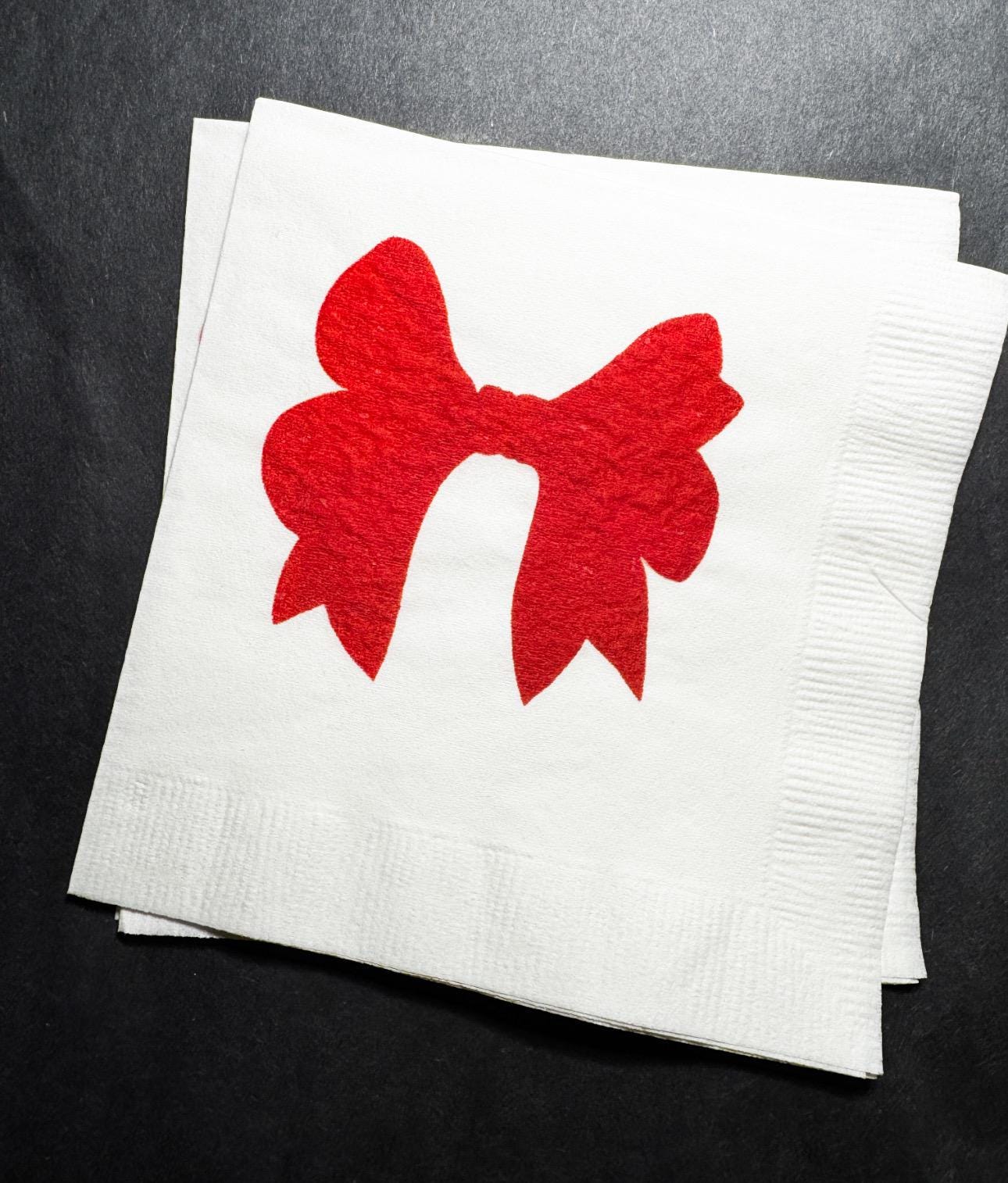 Red Bow Christmas Birthday Christmas Pink Red December Birthday Red Bow Baby Shower Cocktail, Luncheon or Dinner Napkins Set of 25