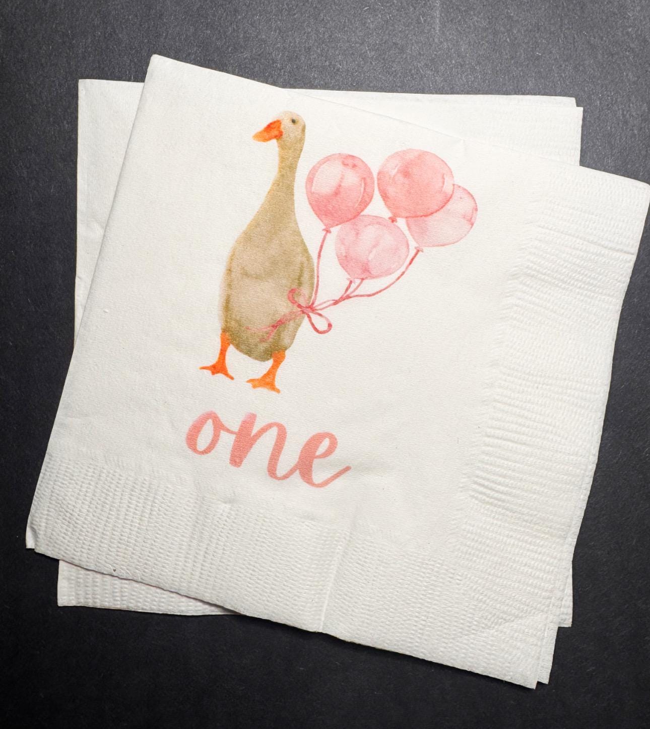 One Silly Goose 1st Birthday First Birthday Goose Preppy Goose Birthday Party  Cocktail, Luncheon or Dinner Napkins Set of 25