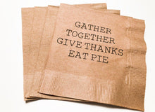 Load image into Gallery viewer, Thanksgiving Gather Together Kraft Cocktail or Luncheon Napkins, Set of 25

