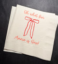 Oh What Fun Red Bow Birthday Christmas Pink Red December 1st Birthday Christmas Personalized Cocktail, Luncheon or Dinner Napkins Set of 25