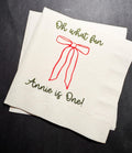 Oh What Fun Red Bow Birthday Christmas Pink Red December 1st Birthday Christmas Personalized Cocktail, Luncheon or Dinner Napkins Set of 25