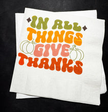 Load image into Gallery viewer, Thanksgiving Happy Thanksgiving 2024 Funny Groovy Thanksgiving Tableware Cocktail, Luncheon or Dinner Napkins Set of 25
