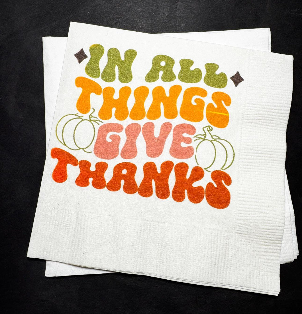 Thanksgiving Happy Thanksgiving 2024 Funny Groovy Thanksgiving Tableware Cocktail, Luncheon or Dinner Napkins Set of 25