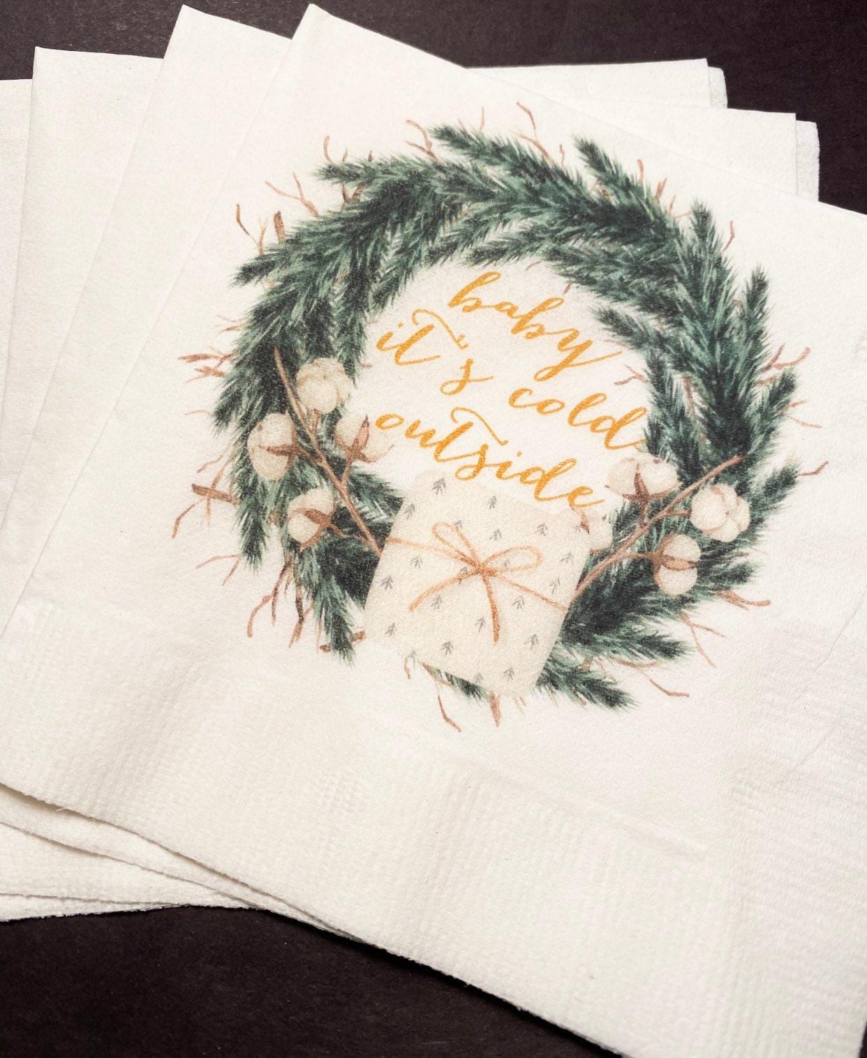Baby It's Cold Outside Baby Shower Winter Christmas December Baby Shower Birthday Cocktail, Luncheon or Dinner Napkins Set of 25