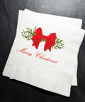 Christmas Party Red Bow Family Christmas Holiday Party Traditional Holiday Party Bow Cocktail or Luncheon Napkins, Set of 25