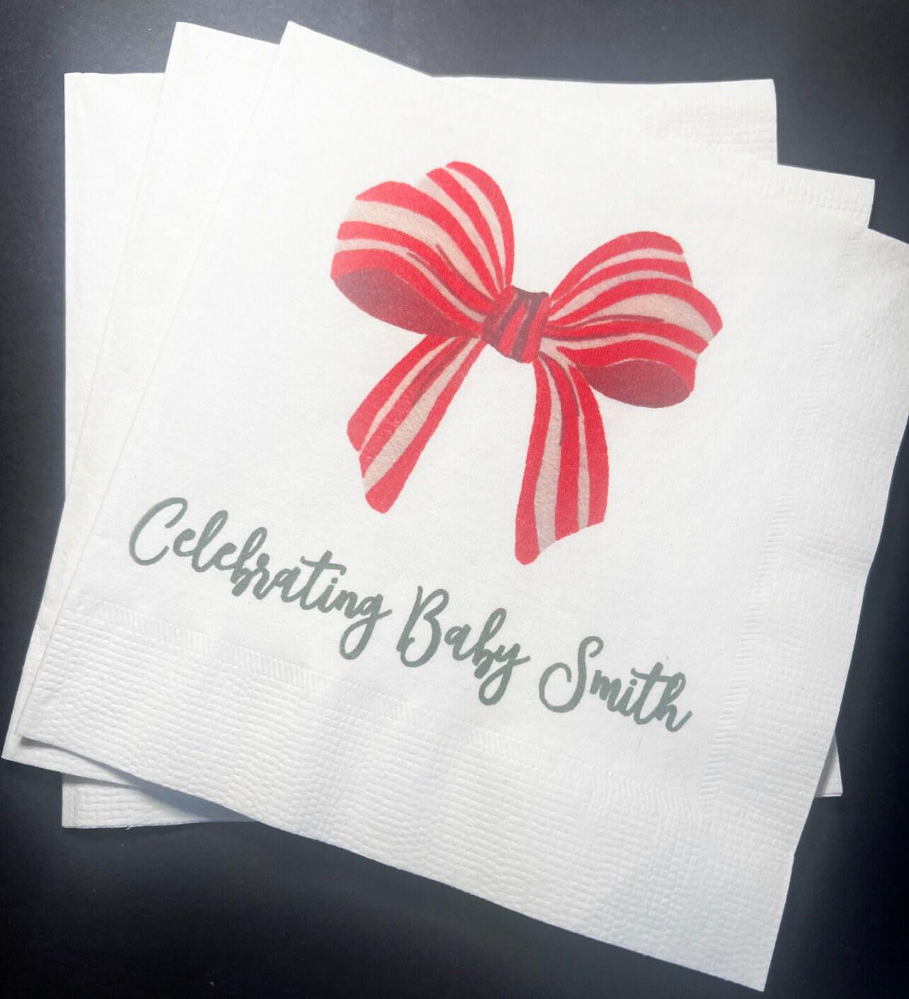 Santa Baby Christmas Baby Shower Santa Baby Gender Reveal Christmas Reveal December Gender Reveal Cocktail or Luncheon Napkins, Set of 25