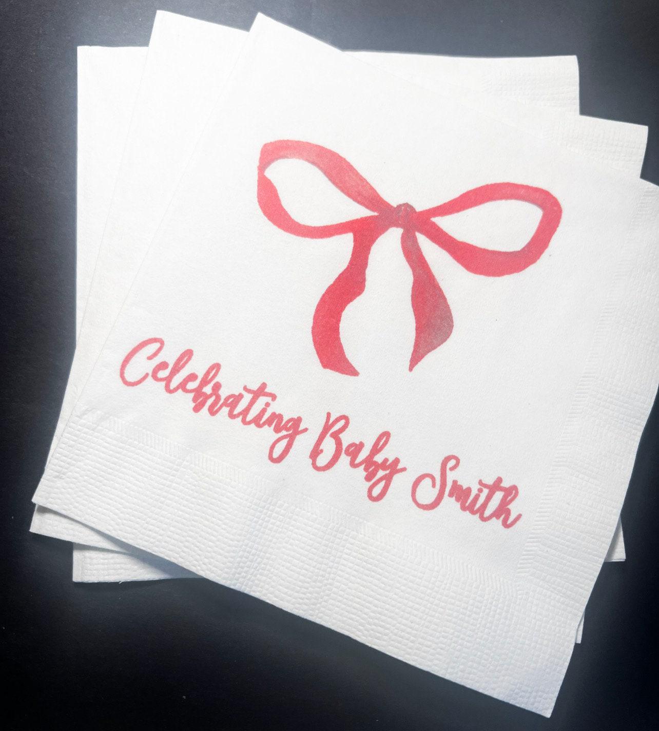 Santa Baby Christmas Baby Shower Santa Baby Gender Reveal Christmas Reveal December Gender Reveal Cocktail or Luncheon Napkins, Set of 25