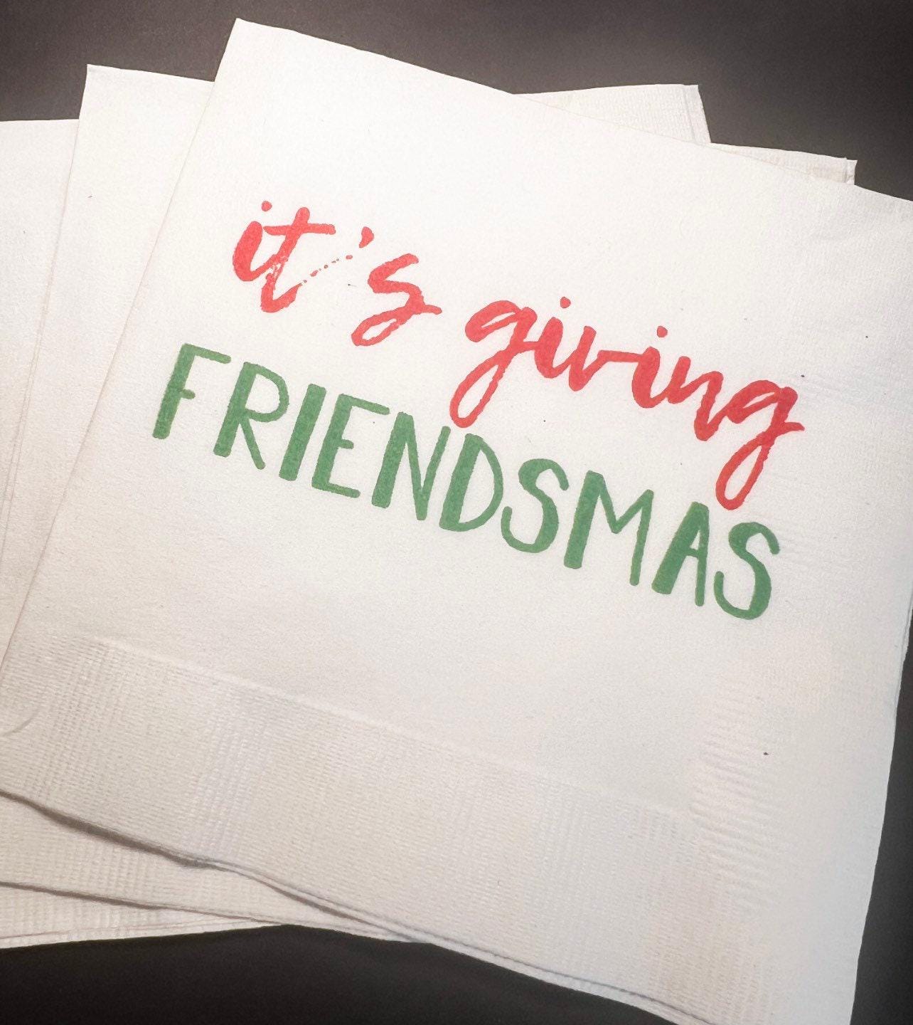 Friendsmas Christmas Party Very Merry Friendsmas Funny Christmas Cocktail, Luncheon or Dinner Napkins Set of 25