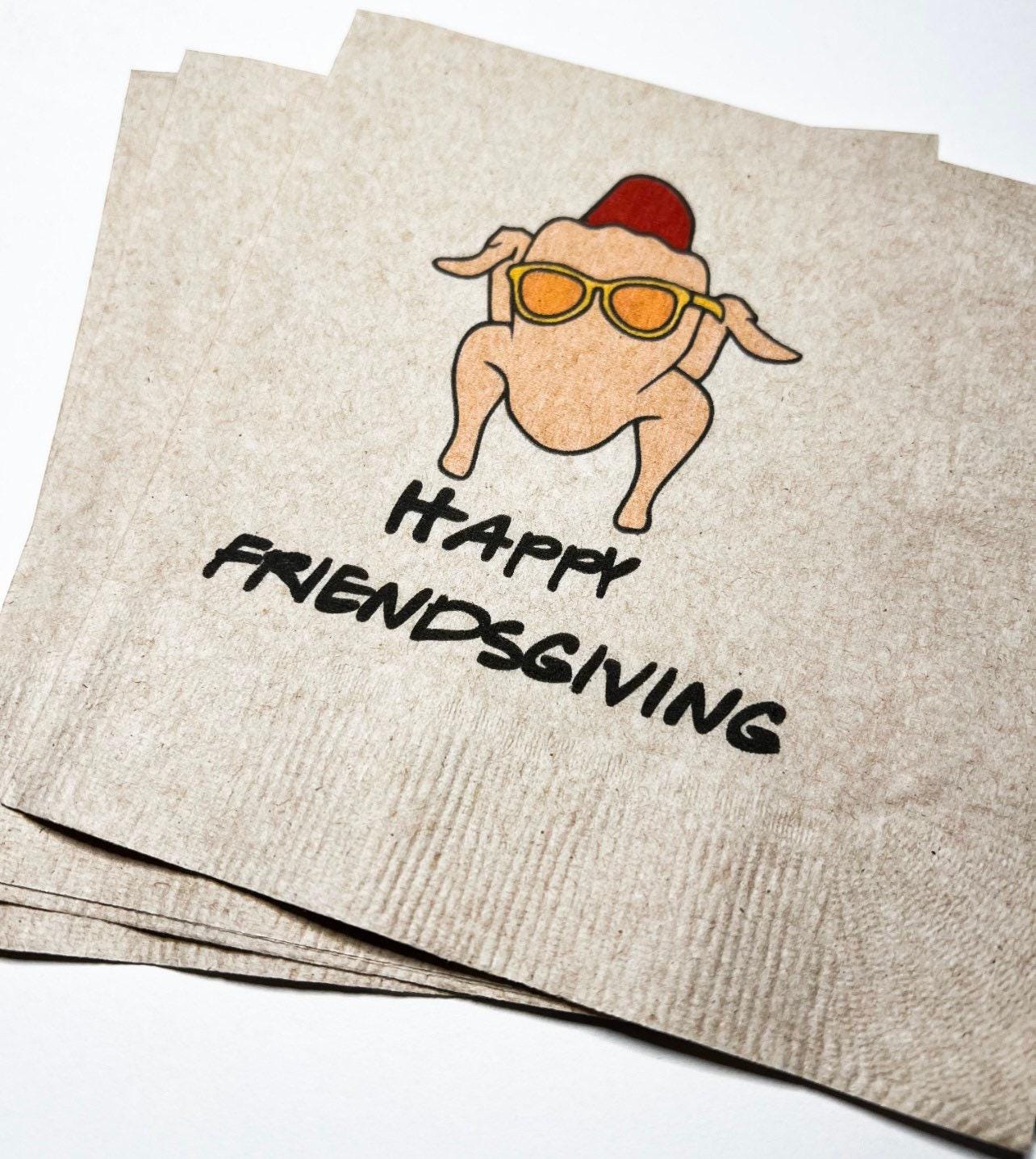Friendsgiving Thanksgiving Kraft Cocktail or Dinner Napkins, Set of 25