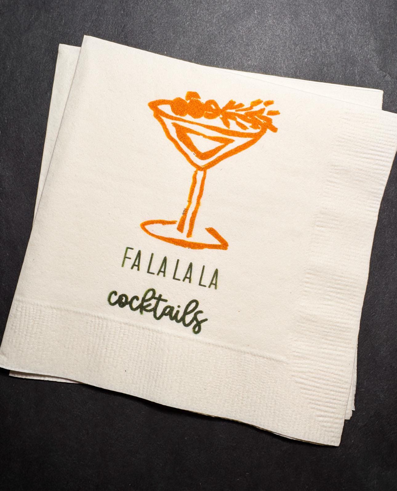 Fa la la la Cocktails Tini Bit Merry Holiday Martini Christmas Party Friendsmas Holiday Party Cocktail Luncheon or Dinner Napkins Set of 25