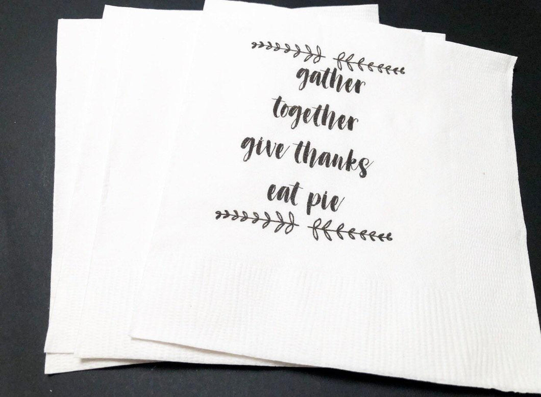 Thanksgiving Gather Together Cocktail or Luncheon Napkins, Set of 25