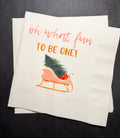 Oh What Fun First Birthday Party Baby Shower Winter Christmas December Cocktail, Luncheon or Dinner Napkins Set of 25