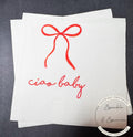 Ciao Baby Red Bow Italian Baby Shower Ciao Bambino Pink Red Baby Shower Summer Lemon Cocktail, Luncheon or Dinner Napkins Set of 25