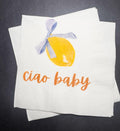 Ciao Baby Lemon Oh Baby Blue Bow Italian Baby Shower Lemon Baby Shower Summer Lemon Baby Cocktail, Luncheon or Dinner Napkins Set of 25