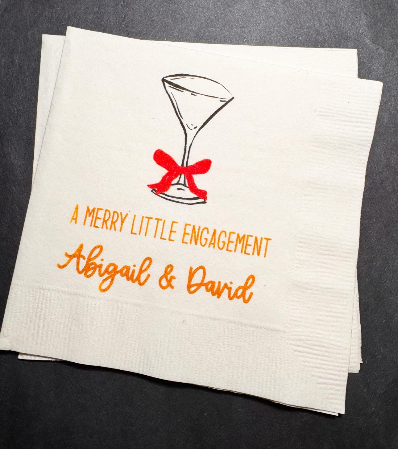 Merry Little Engagement Tis the Season to be Married Christmas Engagement Party Bridal Shower Cocktail, Luncheon or Dinner Napkins Set of 25