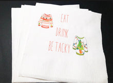 Load image into Gallery viewer, Ugly Christmas Sweater Party Eat Drink Be Ugly Cocktail, Luncheon or Dinner Napkins Set of 25
