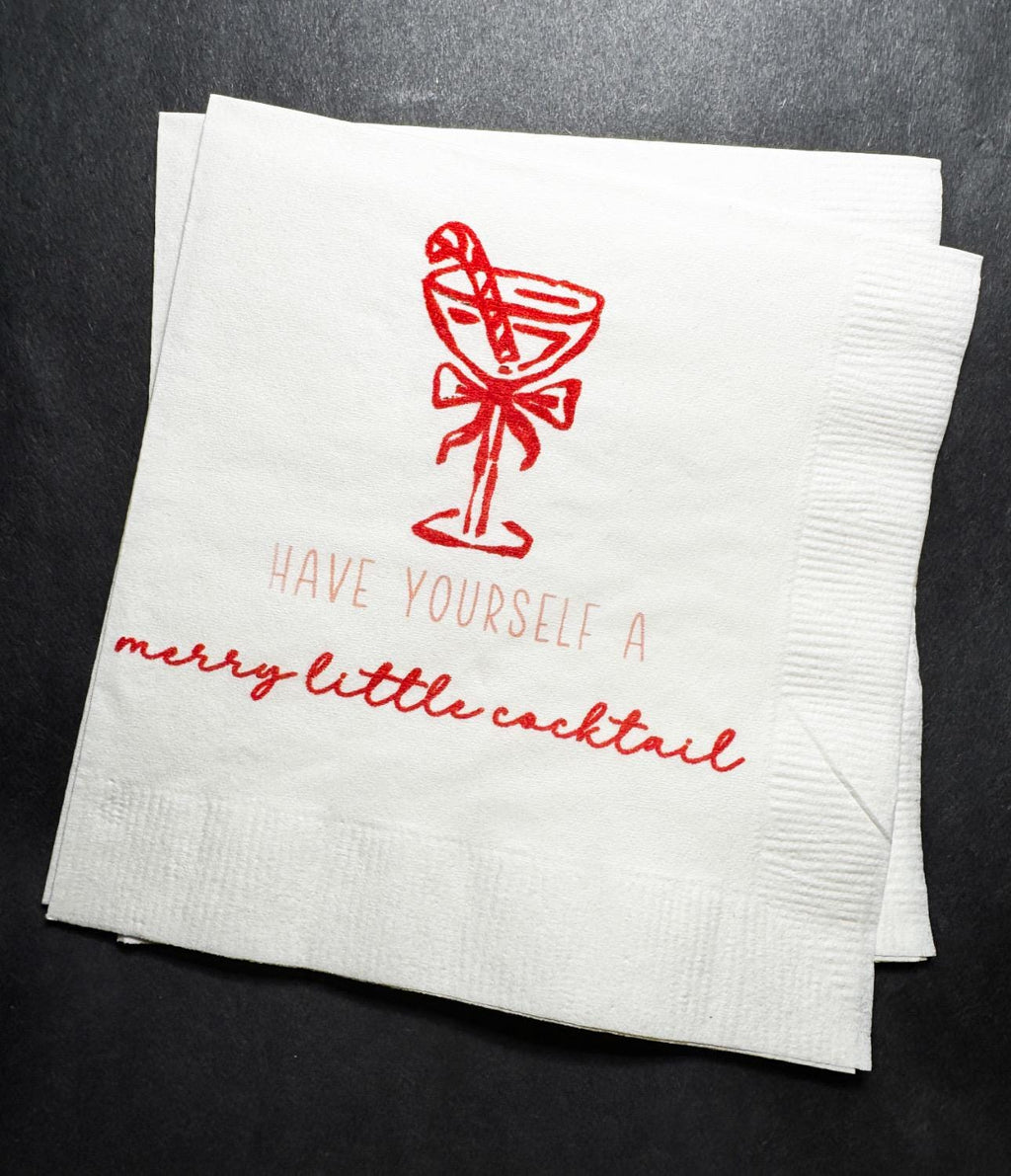 Tini Bit Merry Little Cocktail Holiday Martini Christmas Party Jingle & Mingle Friendsmas Cocktail Luncheon or Dinner Napkins Set of 25