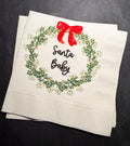 Santa Baby Red Bow Christmas Baby Shower Santa Baby Gender Reveal Christmas December Gender Reveal Cocktail or Luncheon Napkins, Set of 25
