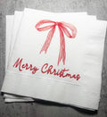 Christmas Party Red Bow Baby Shower Christmas Birthday Cocktail or Luncheon Napkins, Set of 25
