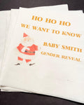 Christmas Gender Reveal Ho Ho Ho We Want To Know He or She Santa Winter December Baby Reveal Personalized Cocktail Napkins, Set of 25
