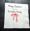 Christmas Red Bow Family Christmas Party Gathering Holiday Party Christmas Eve Personalized Cocktail, Luncheon or Dinner Napkins Set of 25