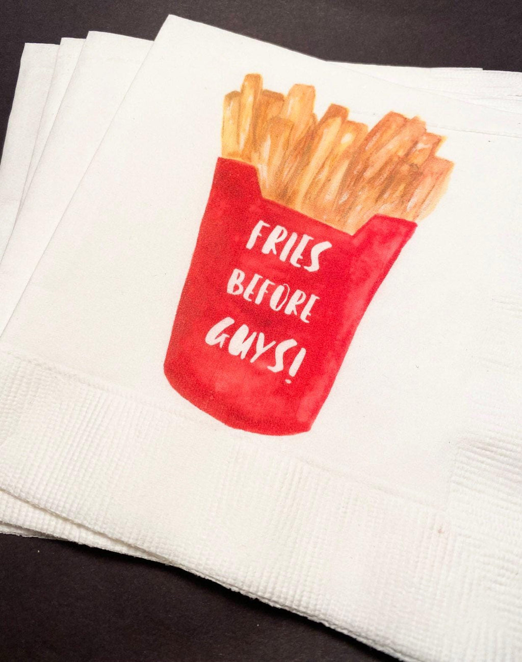 Fries Before Guys Galentines Day Girlfriends Valentines Day Party Singles Party Cocktail or Luncheon Napkins, Set of 25