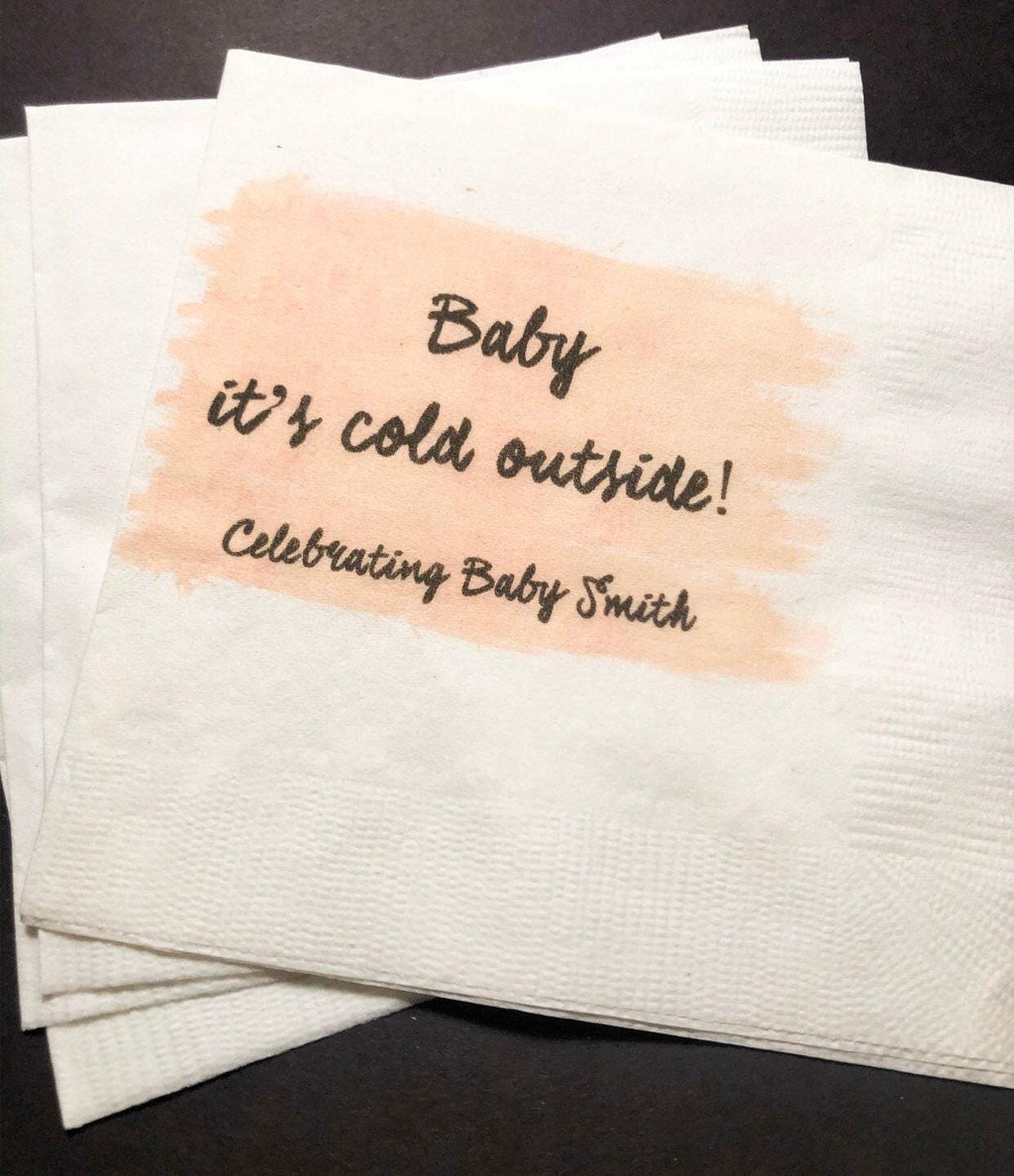 Baby It's Cold Outside Winter Christmas Baby Shower Personalized Cocktail, Luncheon or Dinner Napkins Set of 25