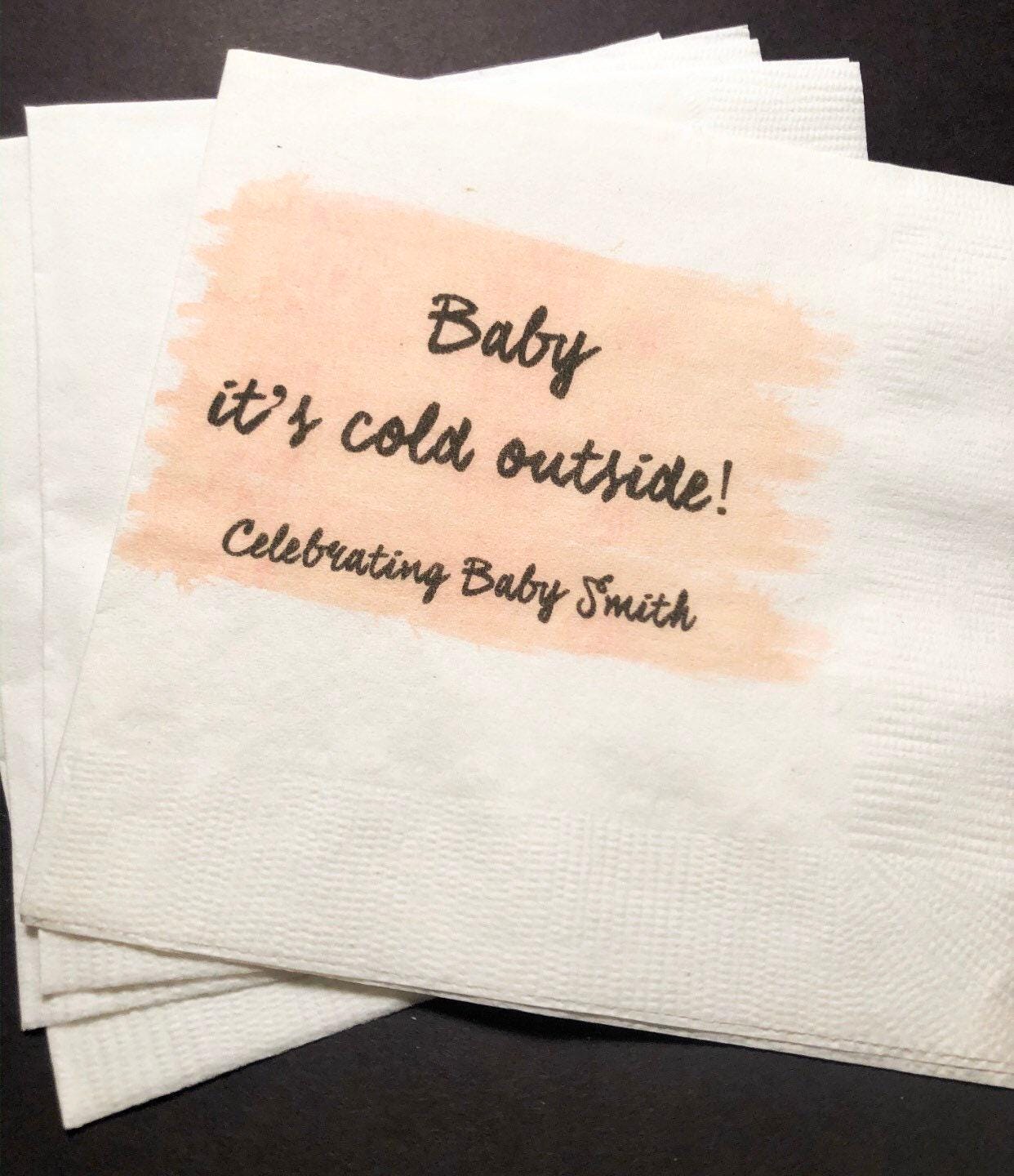 Baby It's Cold Outside Winter Christmas Baby Shower Personalized Cocktail, Luncheon or Dinner Napkins Set of 25