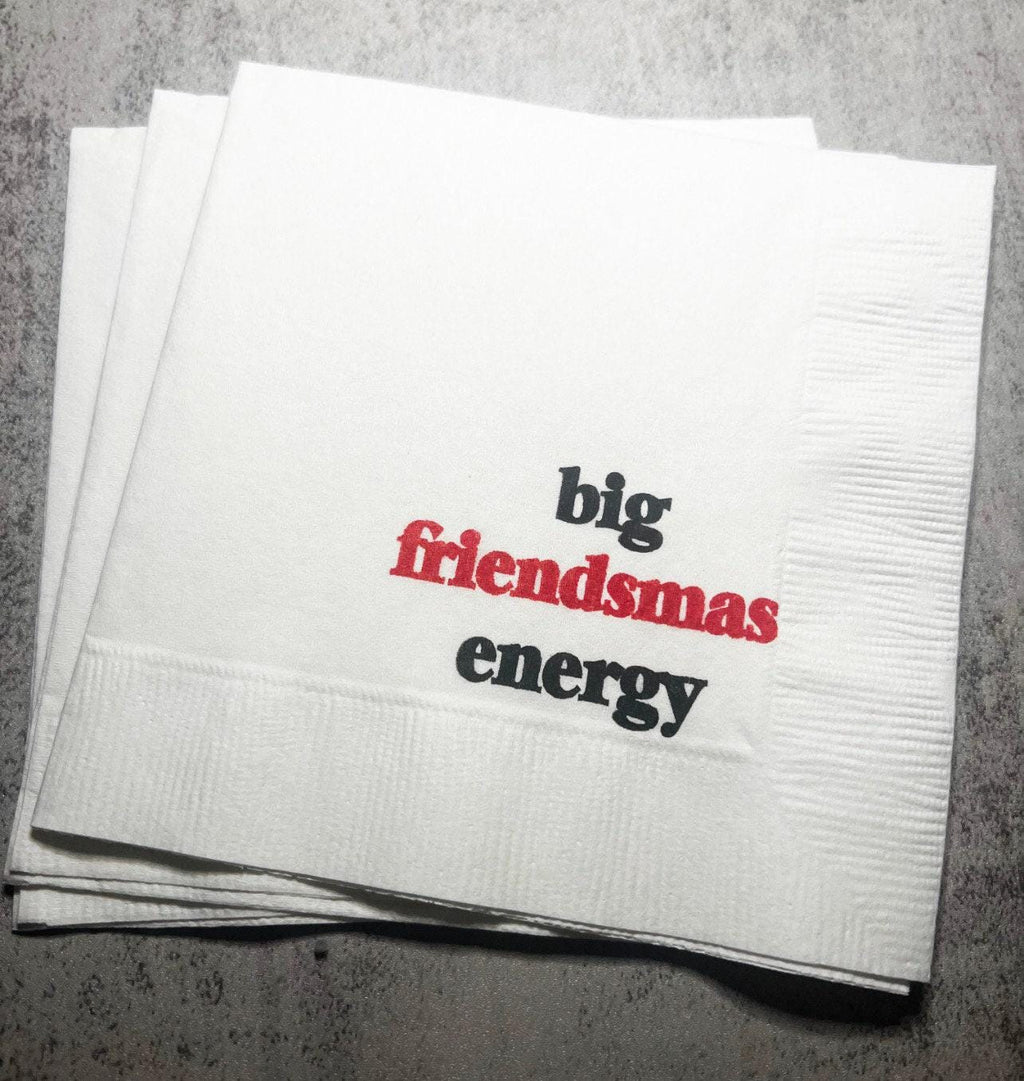 Friendsmas Christmas Party Very Merry Friendsmas It’s giving Friendsmas Funny Christmas Cocktail, Luncheon or Dinner Napkins Set of 25