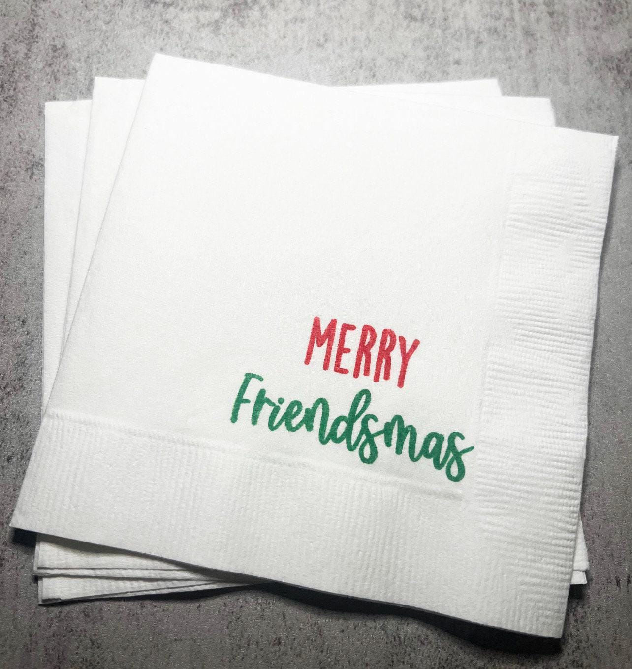 Friendsmas Christmas Party Very Merry Friendsmas It’s giving Friendsmas Funny Christmas Cocktail, Luncheon or Dinner Napkins Set of 25