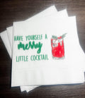 Merry Little Cocktail Eat Drink Be Merry Funny Christmas Girls Holiday Cocktail Party Cocktail, Luncheon or Dinner Napkins Set of 25