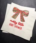 Merry Little Baby Shower Bow Theme Winter Christmas December Baby Shower Winter Holiday Baby Cocktail, Luncheon or Dinner Napkins Set of 25