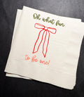 Oh What Fun Red Bow Birthday Christmas Pink Red December 1st Birthday Christmas Cocktail, Luncheon or Dinner Napkins Set of 25