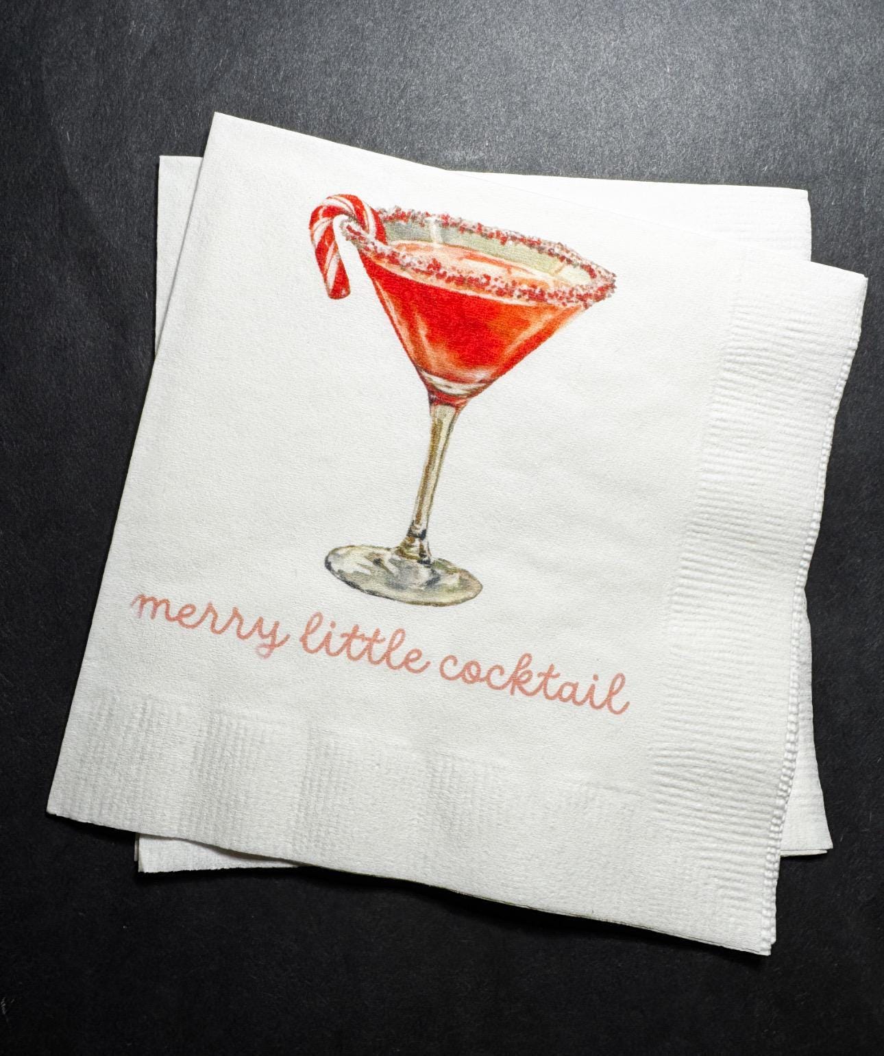 Tini Bit Merry Holiday Martini Christmas Party Jingle & Mingle Friendsmas Holiday Party Cocktail Luncheon or Dinner Napkins Set of 25