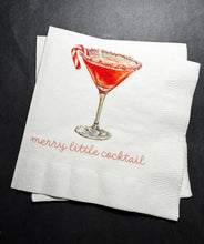 Load image into Gallery viewer, Tini Bit Merry Holiday Martini Christmas Party Jingle &amp; Mingle Friendsmas Holiday Party Cocktail Luncheon or Dinner Napkins Set of 25
