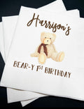 Teddy Bear Birthday Beary 1st Birthday First Birthday Bear Personalized Cocktail, Luncheon or Dinner Napkins Set of 25