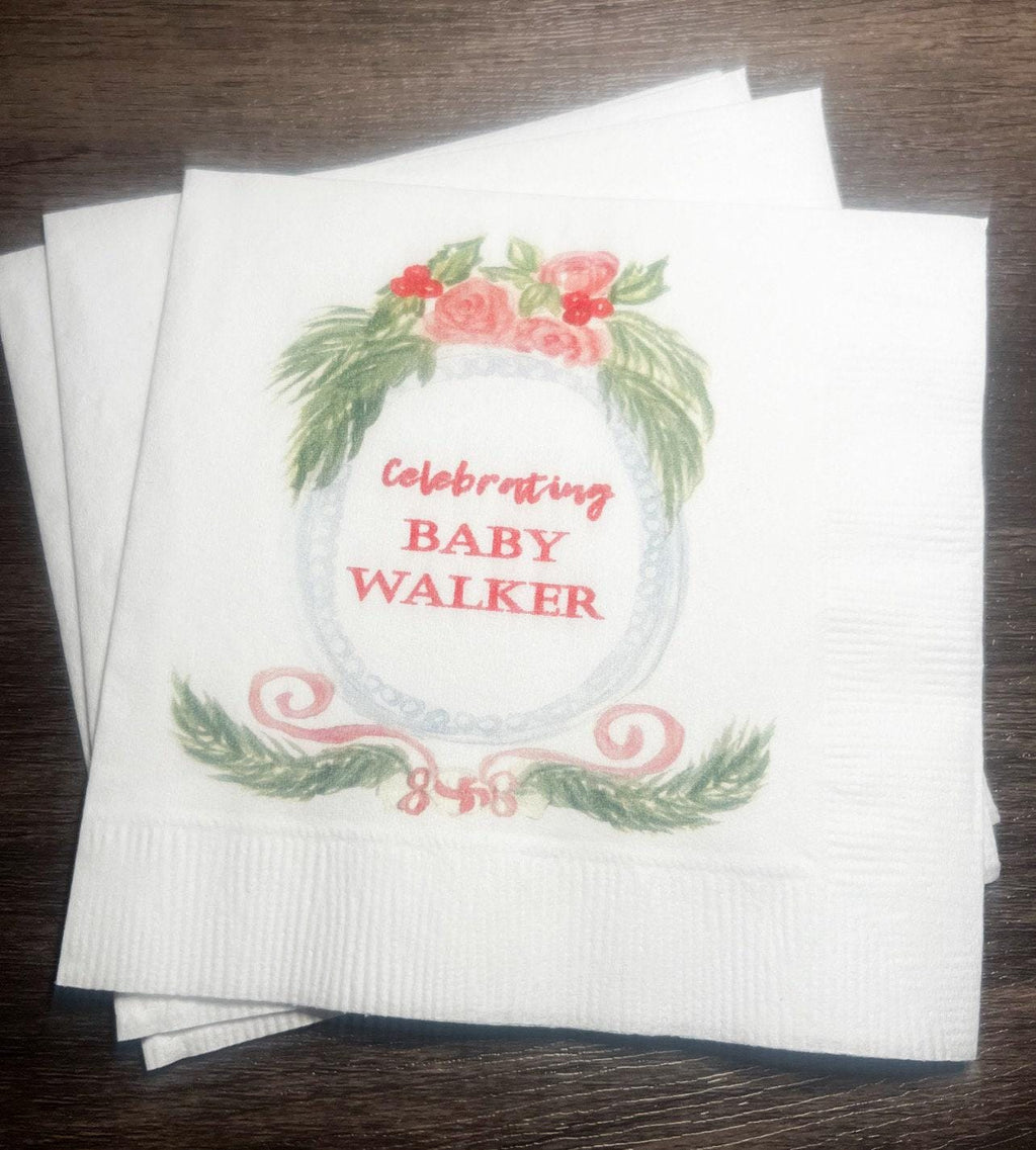 Nutcracker Baby Shower Winter December Baby Shower Merry Little Baby Shower Personalized Cocktail, Luncheon or Dinner Napkins Set of 25
