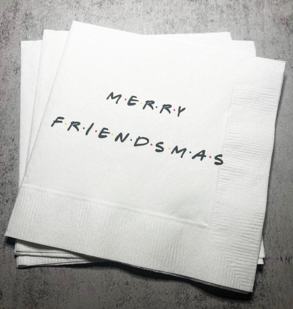 Friendsmas Christmas Party Very Merry Friendsmas It’s giving Friendsmas Funny Christmas Cocktail, Luncheon or Dinner Napkins Set of 25