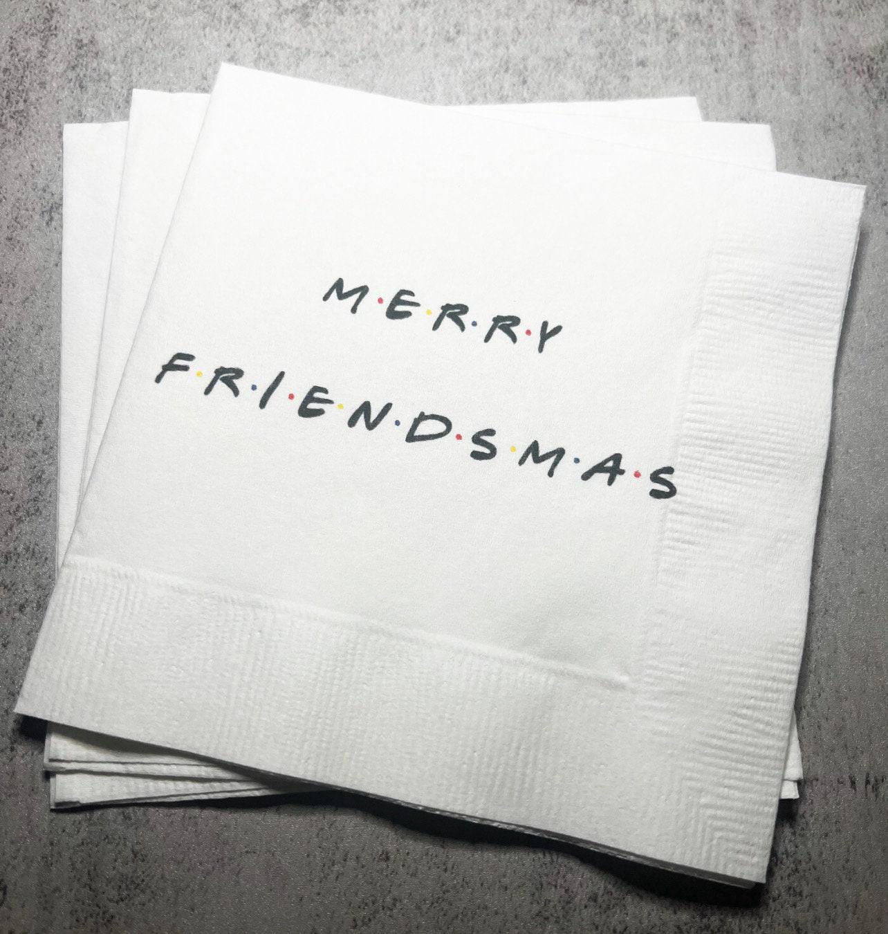 Friendsmas Christmas Party Very Merry Friendsmas It’s giving Friendsmas Funny Christmas Cocktail, Luncheon or Dinner Napkins Set of 25
