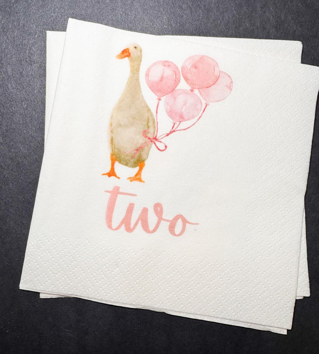 Two Silly Goose 2nd Birthday Second Birthday Goose Preppy Goose Birthday Party Cocktail, Luncheon or Dinner Napkins Set of 25