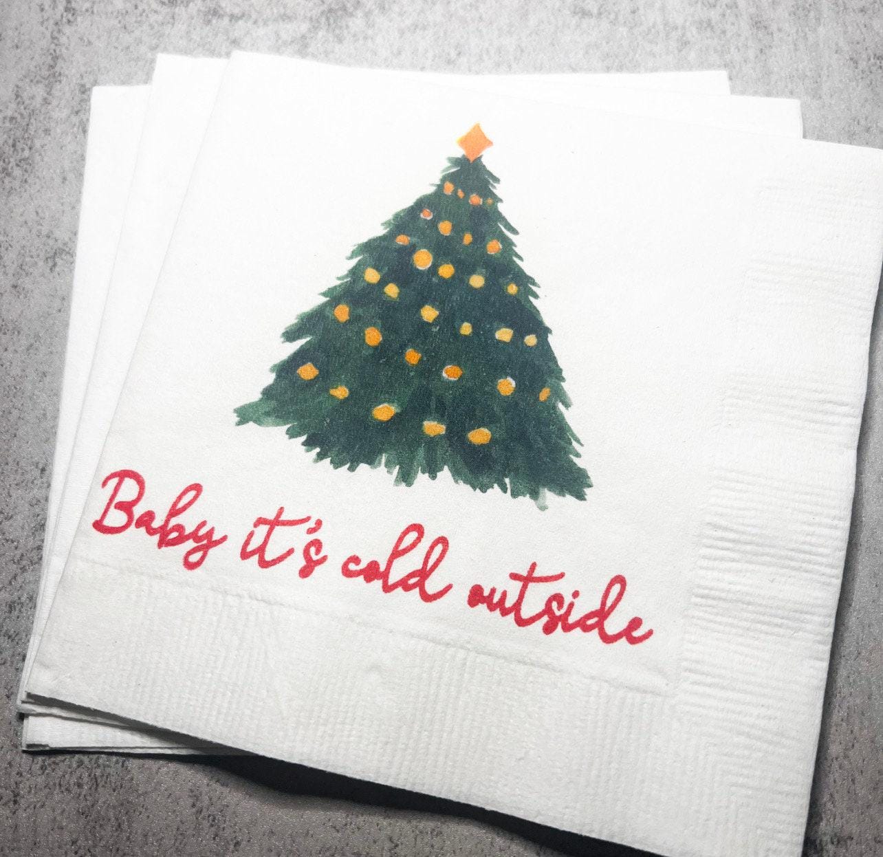 Baby It's Cold Outside Baby Shower Winter Christmas December Baby Shower Birthday Cocktail, Luncheon or Dinner Napkins Set of 25