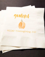 Load image into Gallery viewer, Thanksgiving Grateful Personalized Cocktail Napkins, Set of 25
