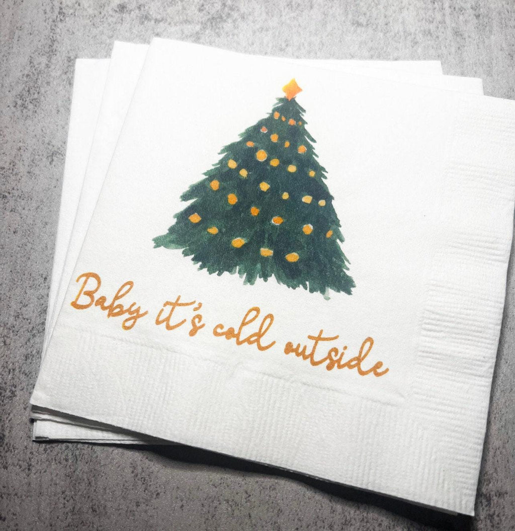Baby It's Cold Outside Baby Shower Winter Christmas December Baby Shower Birthday Cocktail, Luncheon or Dinner Napkins Set of 25