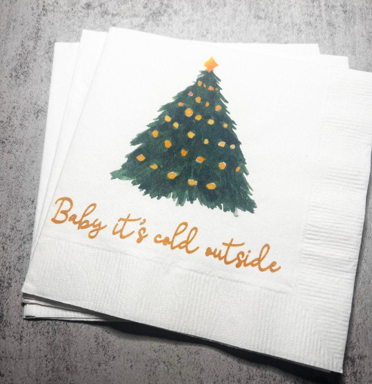 Baby It's Cold Outside Baby Shower Winter Christmas December Baby Shower Birthday Cocktail, Luncheon or Dinner Napkins Set of 25